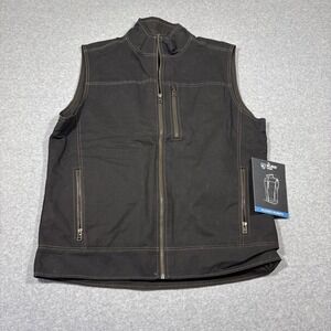 NWT Kuhl Men XL BURR Series 1042 Cotton Espresso Zipper Front Vest Jacket Hiking